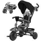 6 in 1 Foldable Kids Trike with Adjustable Parent Handle & Canopy for Ages 1-5, Black
