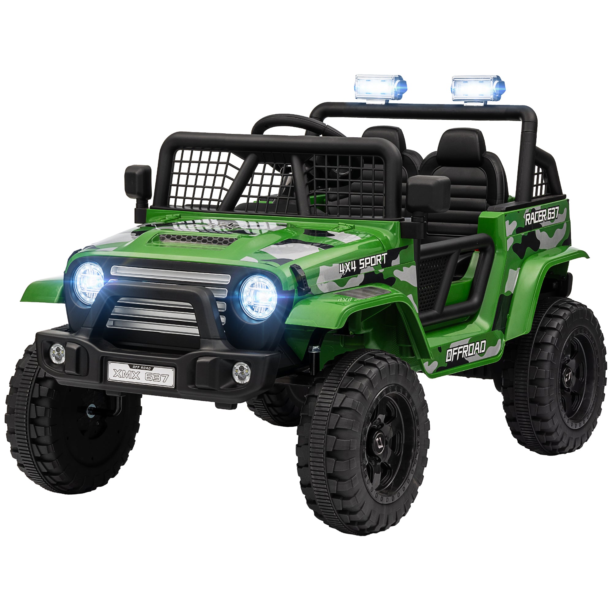 12V Battery Powered Kids Ride-On Car, Electric Truck w/ Spring Suspension, Remote, Music, Horn, Lights