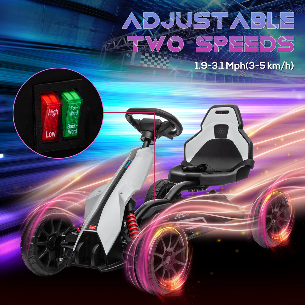 12V Electric Go-Kart for Kids, Ride-On Racing Go-Kart, with Forward and Reversing Functions, for Ages 3-8 Years