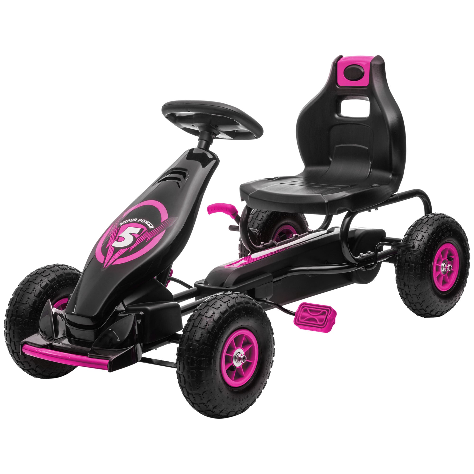 Kids Pedal Go Kart, with Adjustable Seat, Inflatable Tyres