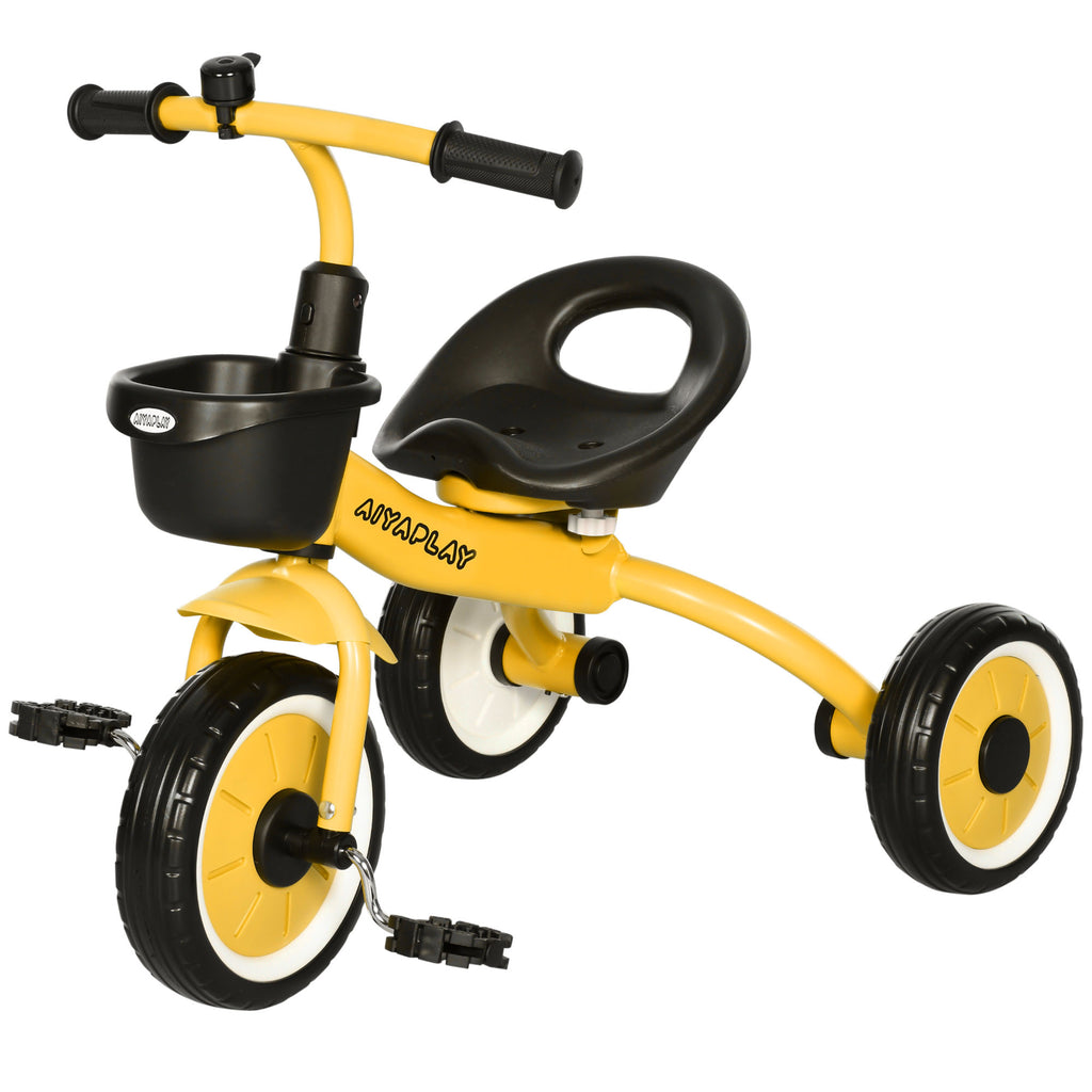 Kids Trike, Tricycle, with Adjustable Seat, Basket, Bell, for Ages 2-5 Years