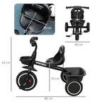 Kids Trike for 2-5 Years with Adjustable Seat, Pedal, Baskets