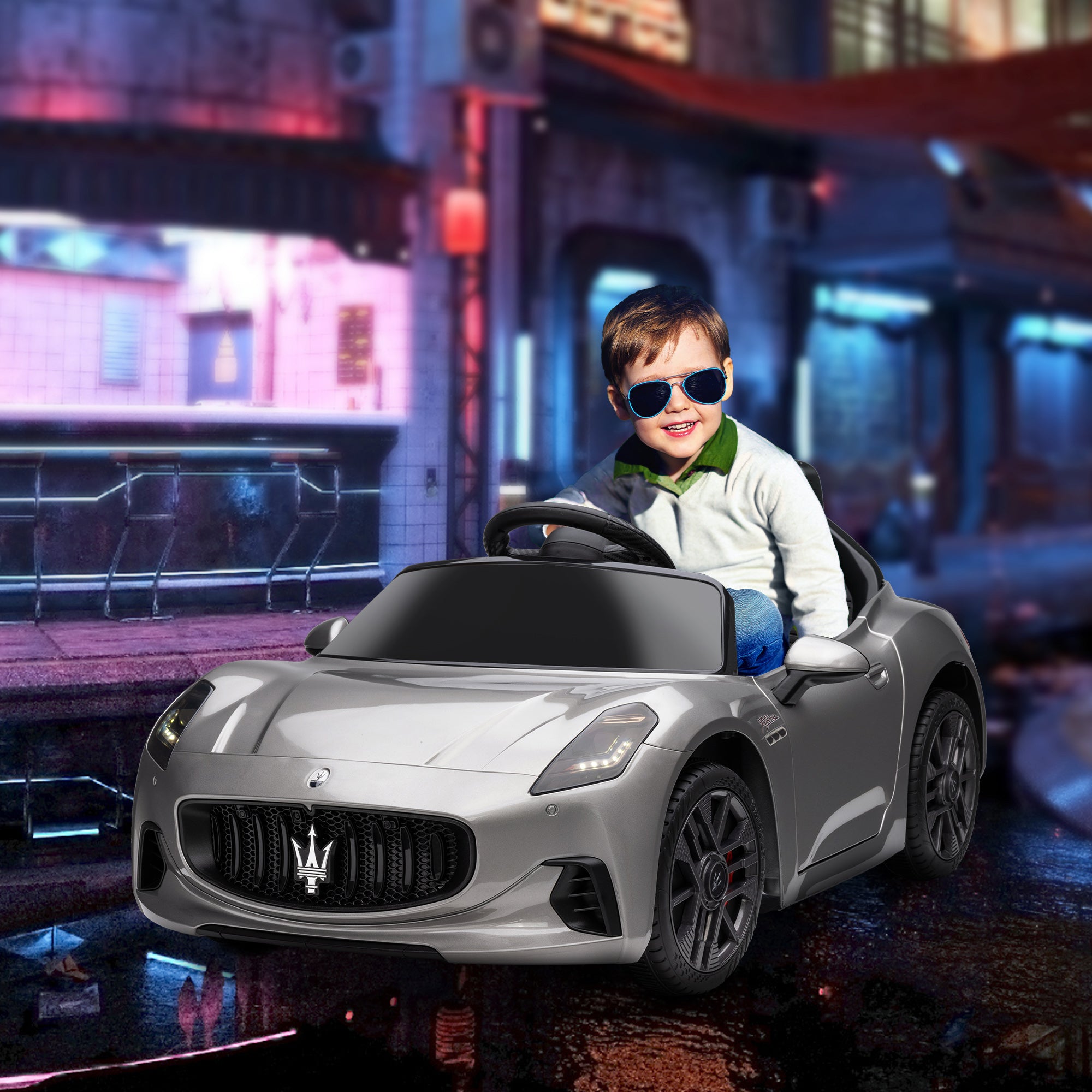 12V Maserati Gran Turismo Folgore Lincesed Kids Electric Car with Remote Control, Soft Start