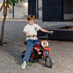 Kids Electric Motorbike, 24V Ride On Motorcycle with 3 Speeds and Rear Suspension, Dirt Bike for 8-12 Years Old