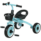 Kids Trike, Tricycle, with Adjustable Seat, Basket, Bell, for Ages 2-5 Years