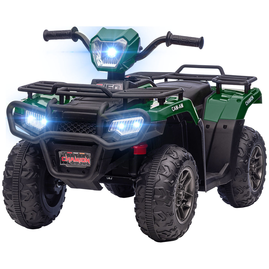12V Kids Quad Bike with Forward, Reverse Functions, Ride-On ATV w/ Music, LED, Headlights, for Ages 3-5 Years