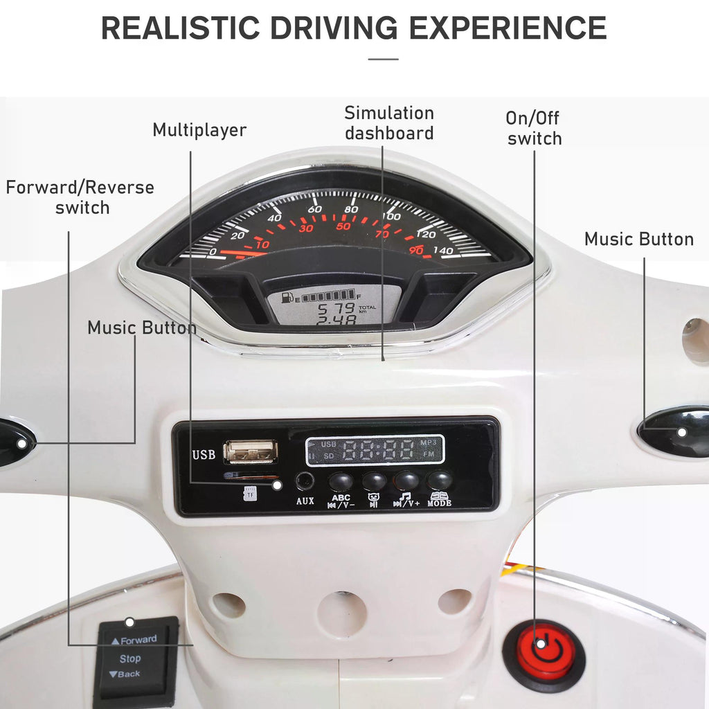 Kids Ride On Vespa Motorcycle W/LED Lights