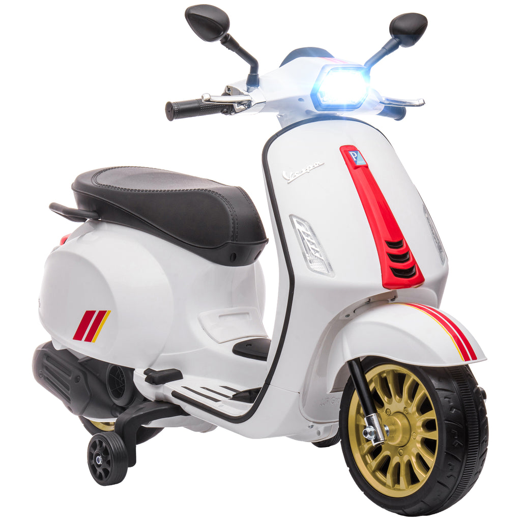 12V Vespa Licensed Kids Electric Motorbike w/ Music, Headlights, FM Radio, for 3-6 Years