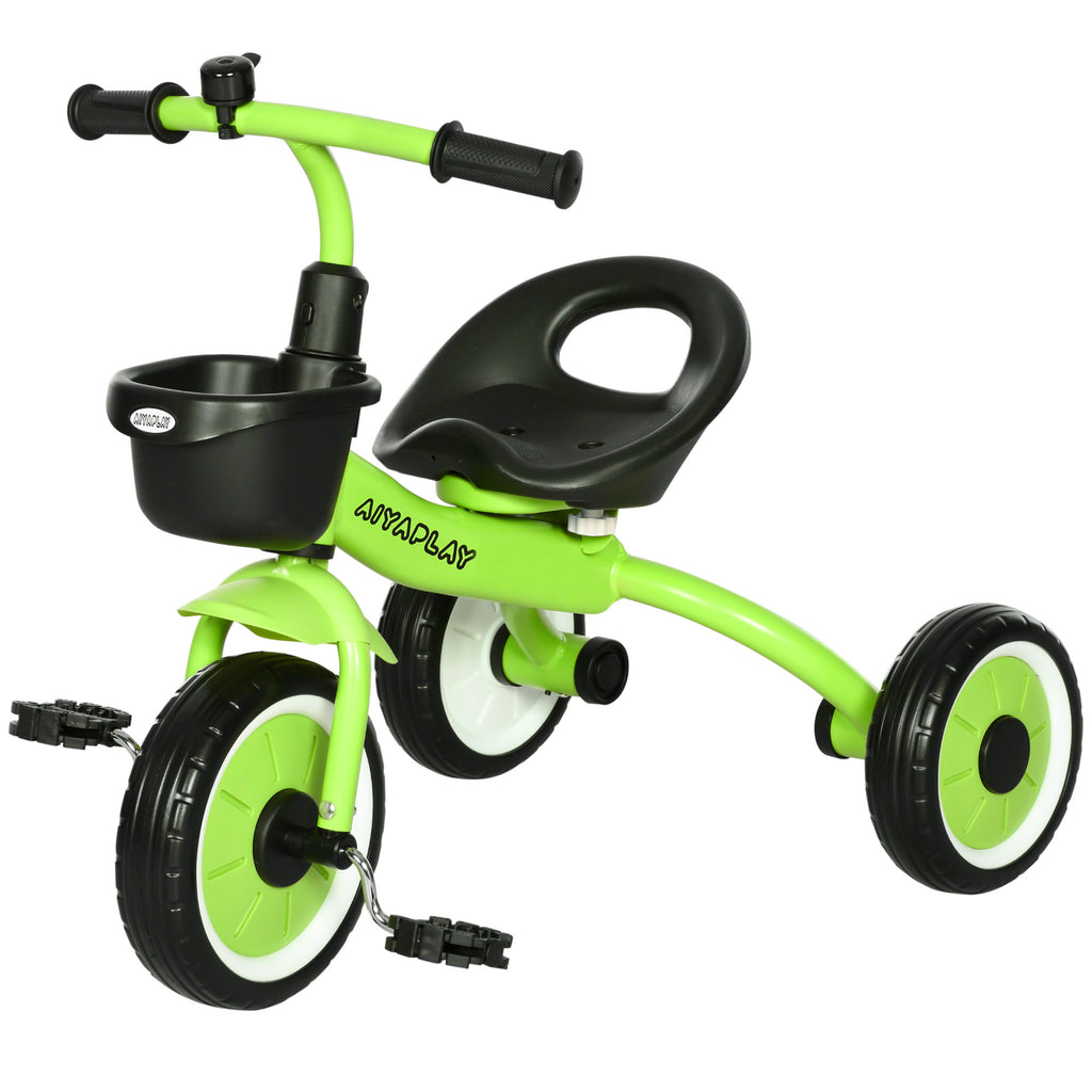 Kids Trike, Tricycle, with Adjustable Seat, Basket, Bell, for Ages 2-5 Years