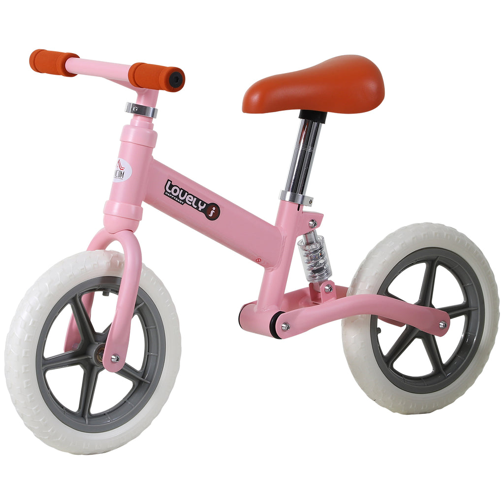 12" Kids Balance Bike No Pedal Bicycle EVA Tire Adjustable Seat Toddler Training Bike W/ Shock Absorber 2 - 5 Years Gift for Boys Girls
