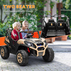 24V 2 Seater Kids Electric Car with Remote Control, Suspension System,  Slow Start, 3 Speeds, for 3-8 Years, Khaki