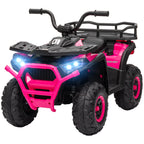 12V Kids Electric Ride on ATV, Battery-Powered Quad Bike w/ Spring Suspension, Forward Backward, Storage Basket