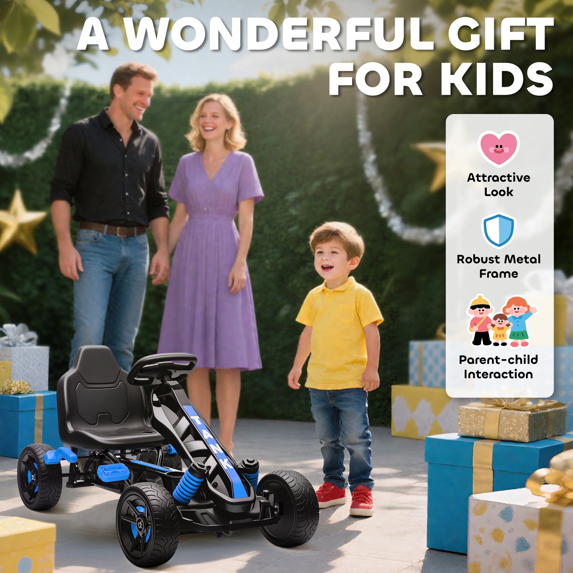 Pedal Go Kart for Kids Aged 3-6 Years, with Freewheel System, Brake, EVA Anti-Slip Wheels