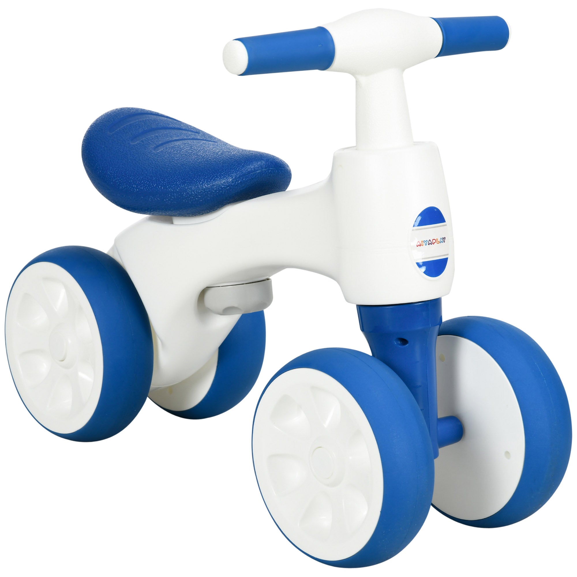 Balance Bike for Ages 18-36 Months, with Anti-Slip Handlebars, Four Wheels, No Pedal - Blue
