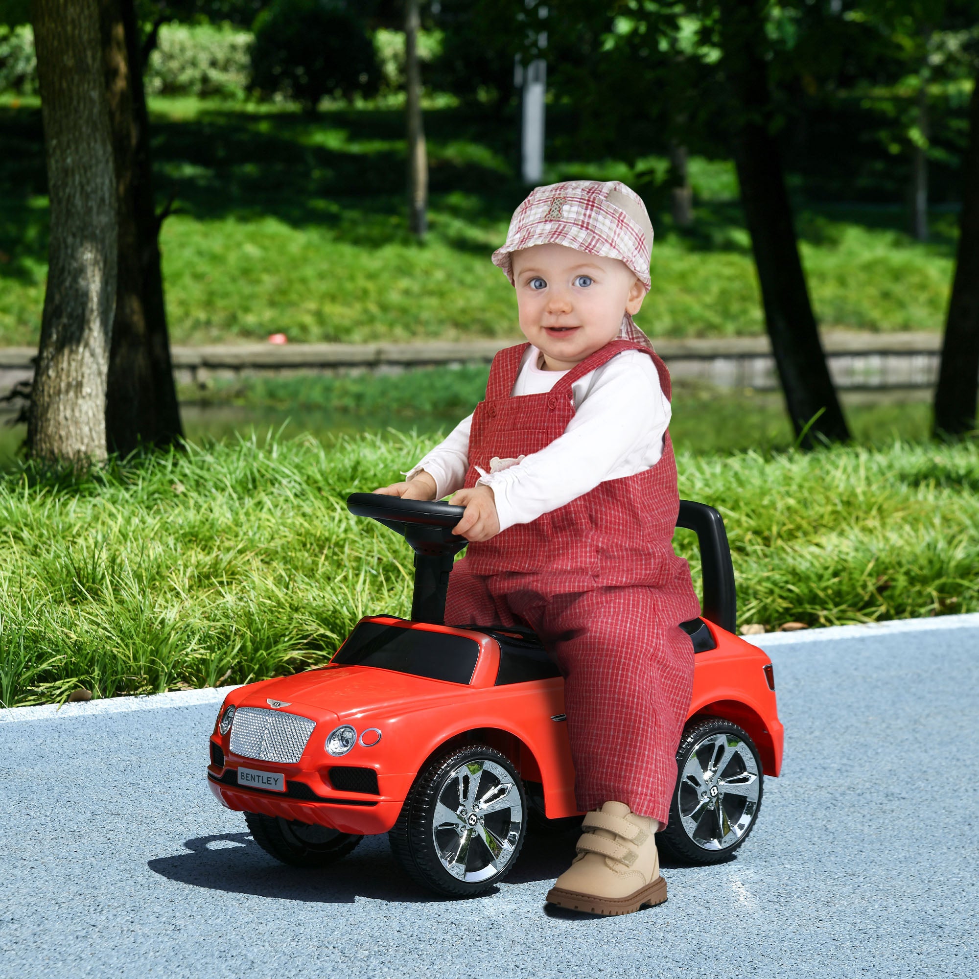 Bentley Bentayga Licensed Foot to Floor Ride on Car, Sliding Car Push Along Car w/ Under Seat Storage