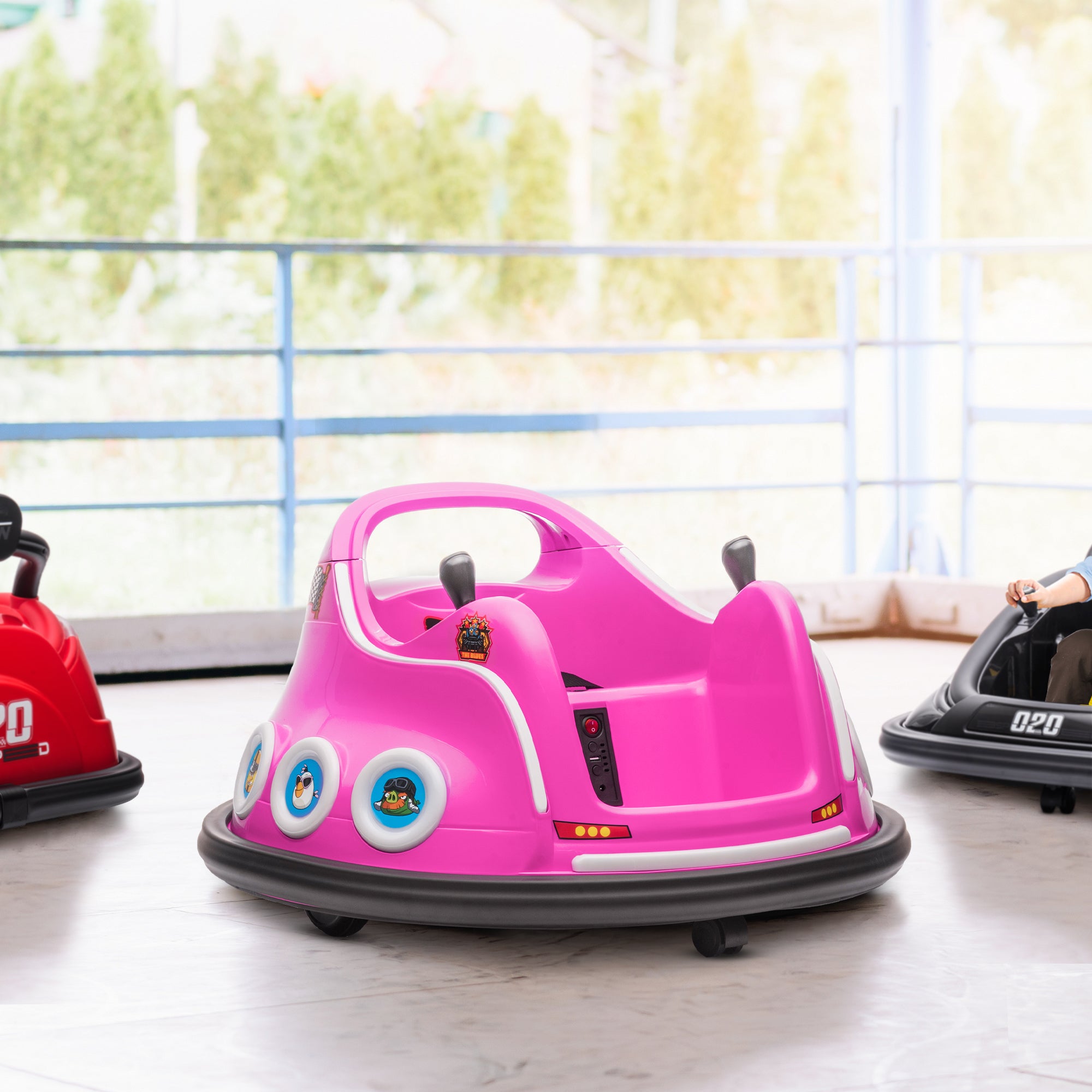 Angry Bird Licensed Waltzer Car, 12V Kids Bumper Car w/ Joysticks, Remote, Music LED Lights