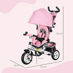 6 in 1 Kids Trike with Parent Handle, Canopy, 5-point Safety Belt, Storage, Footrest, Brake, for 1-5 Years