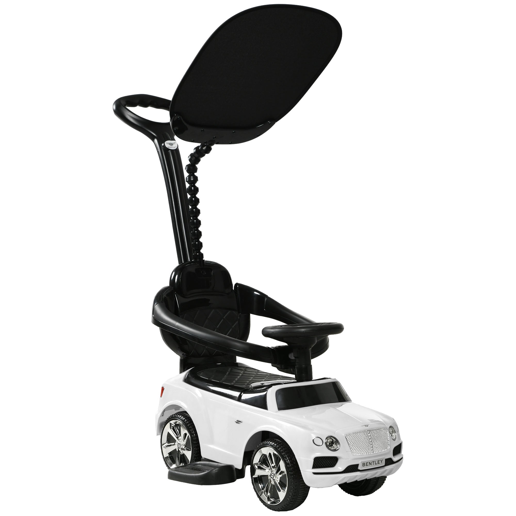 Bentley Bentayga Licensed 3-in-1 Baby Push Car,  Ride on Car Sliding Car with Canopy, Horn Music - White