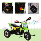 Toddler Pedal Motorcycle Kids Ride On Tricycle Early Learning w/ Music Lights Handlebar Stickers Exercise Boys Girls Gift for Kids 18 - 36 Months