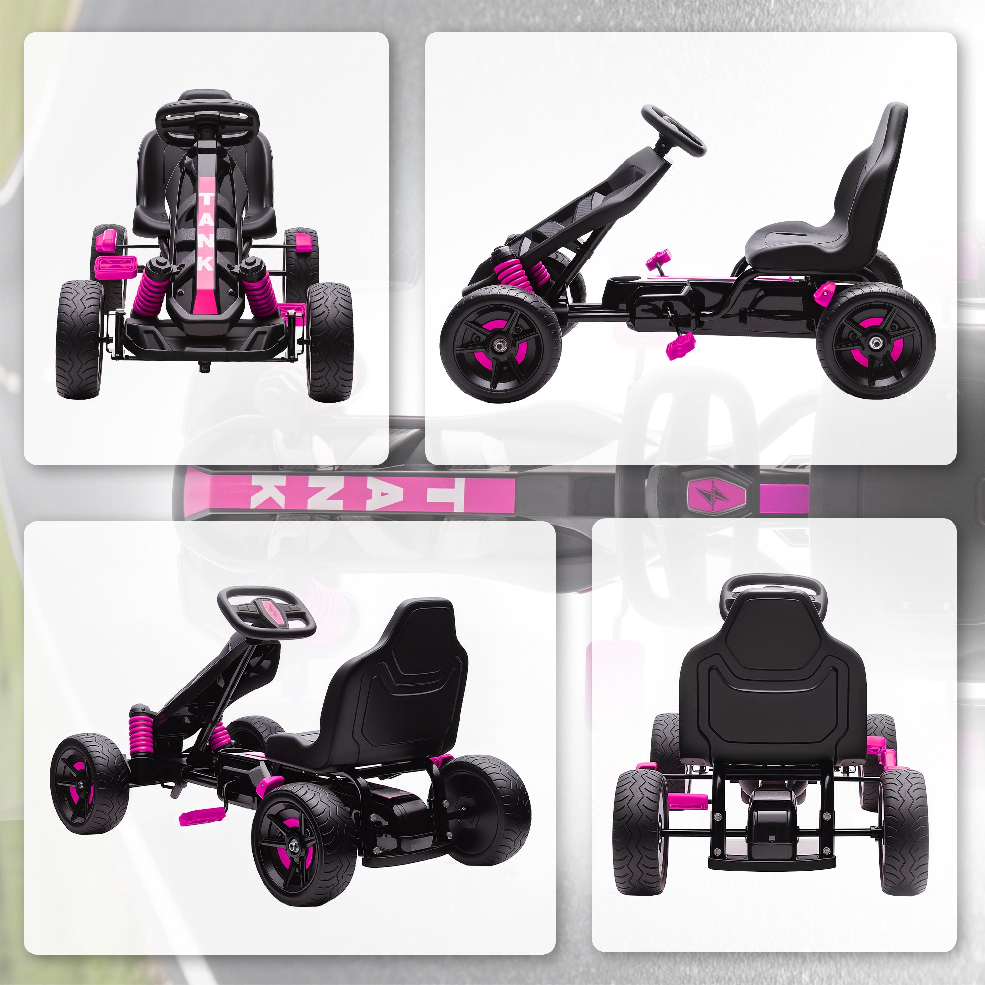 Pedal Go Kart for Kids Aged 3-6 Years, with Freewheel System, Brake, EVA Anti-Slip Wheels