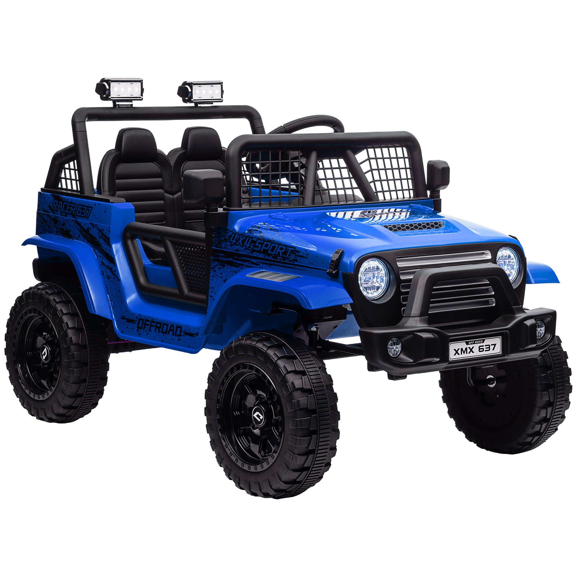12V Battery Powered Kids Ride-On Car, Electric Truck w/ Spring Suspension, Remote, Music, Horn, Lights