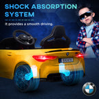12V BMW M4 Licensed Kids Car with Easy Transport, Remote Control, Suspension, Music, Horn, LED Lights