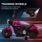 6v Electric Motorbike with Training Wheels, One-Button Start