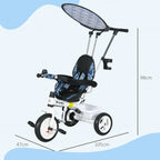 6 in 1 Tricycle for Kids with 5-point harness straps, Removable Canopy
