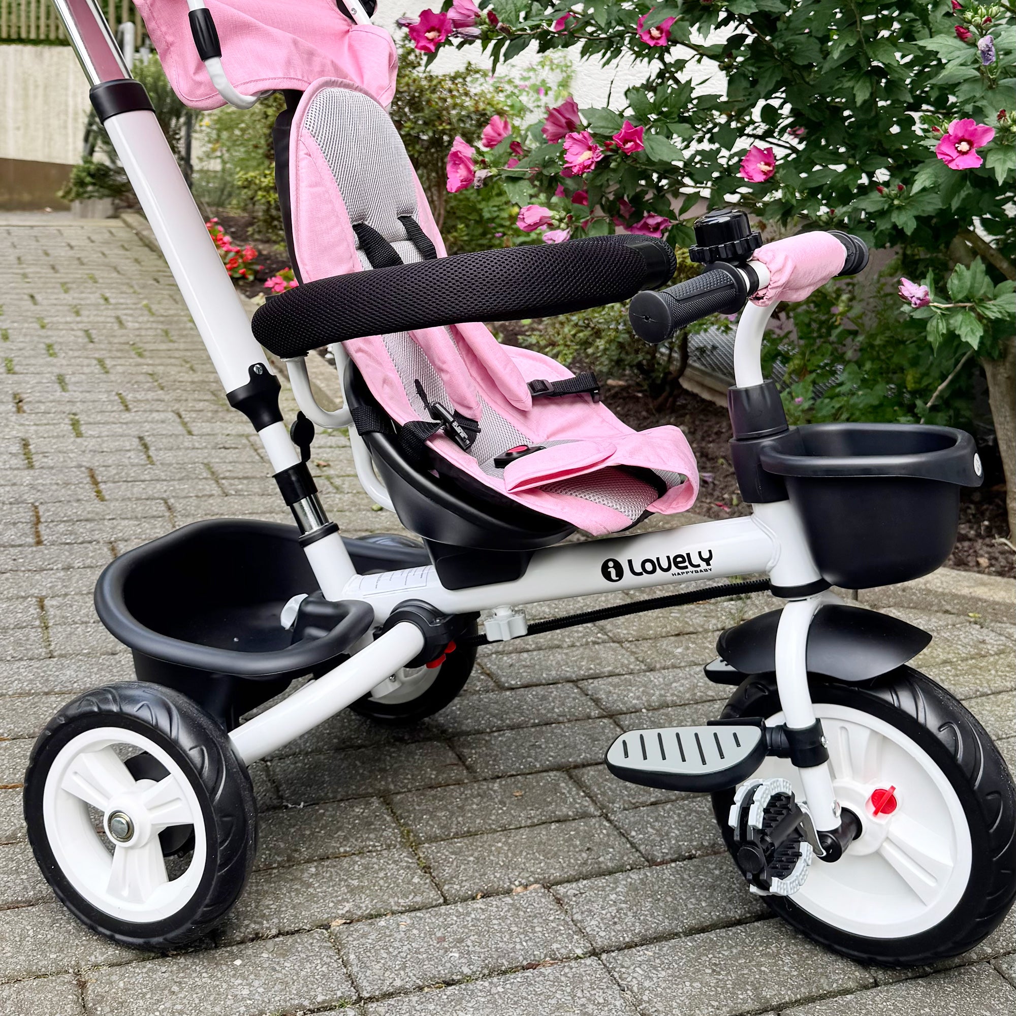 Metal Frame 6 in 1 Baby Push Tricycle with Parent Handle for 1-5 Years Old