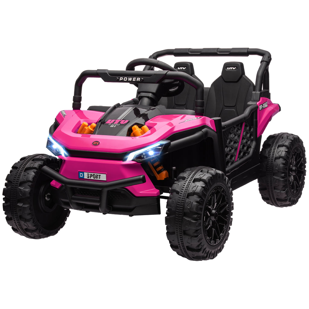 12V Battery Powered Ride on Truck w/ Remote, Four Suspension Wheels, Horn, Lights, Music, USB, for Ages 3-5 Years, Pink
