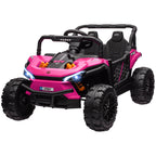 12V Battery Powered Ride on Truck w/ Remote, Four Suspension Wheels, Horn, Lights, Music, USB, for Ages 3-5 Years, Pink