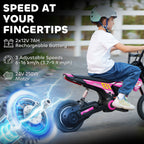 Kids Electric Motorbike, 24V Ride On Motorcycle with 3 Speeds and Rear Suspension, Dirt Bike for 8-12 Years Old