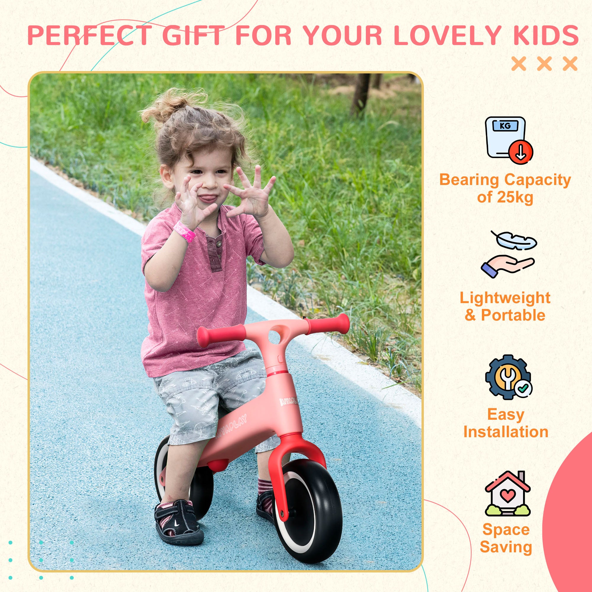 Baby Balance Bike, with Adjustable Seat, for 1.5-3 Years