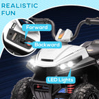 12V Kids Electric Quad Bike w/ Spring Suspension System, Forward, Backward, LED Light, Music, MP3, White