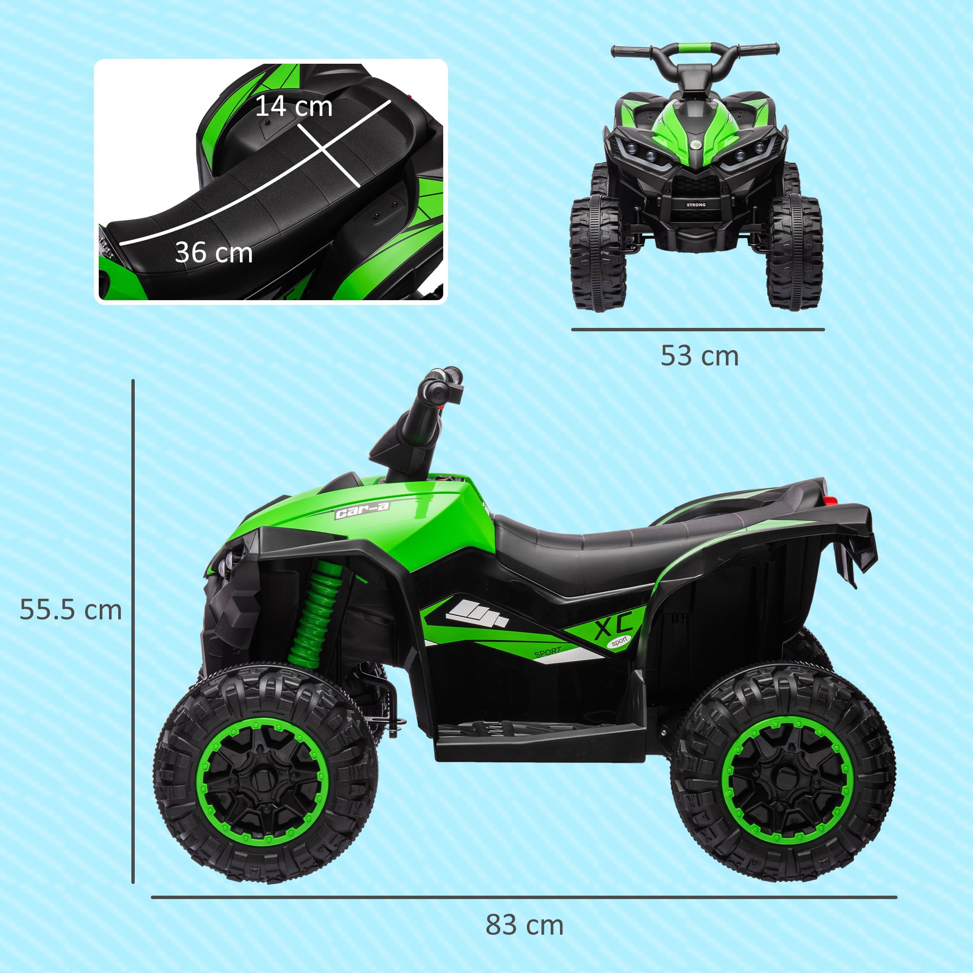 12V Ride-On Quad Bike, with Music, Horn, LED Lights, for Ages 3-5 Years